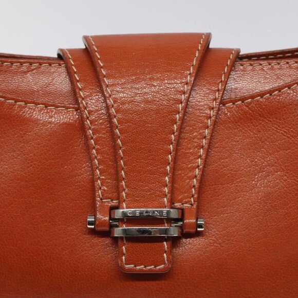 CELINE Shoulder Bag Leather Orange Auth EC246 - Picture 10 of 16